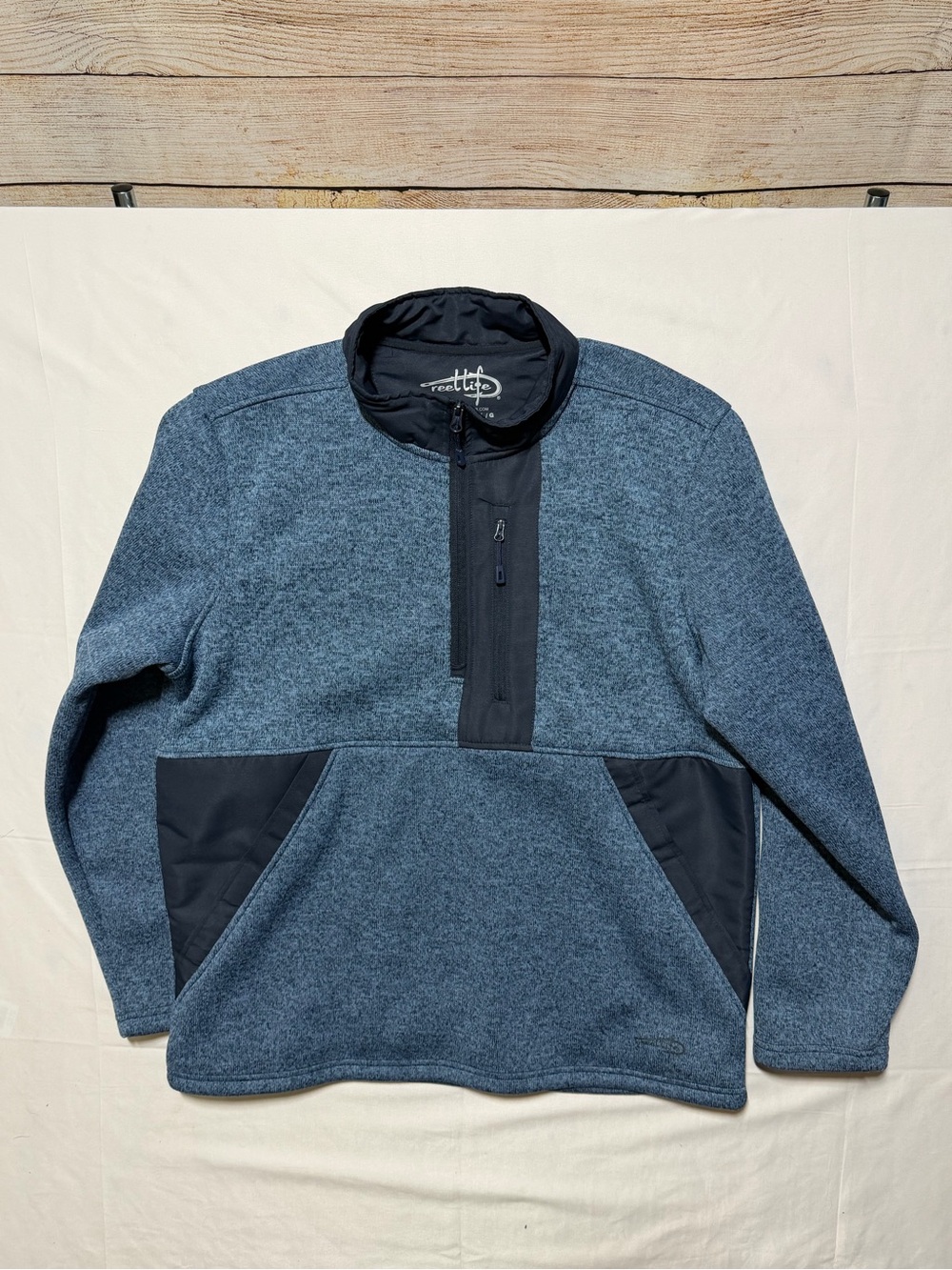 Reel Life Gear Men's L Fleece 1/4 Zip Pullover Blue Outdoor Hunting